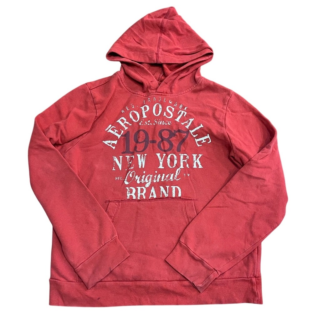 Vtg‎ Y2K Mens XL Red Aeropostale AERO Logo Pullover Hoodie Grunge Athletics Mall